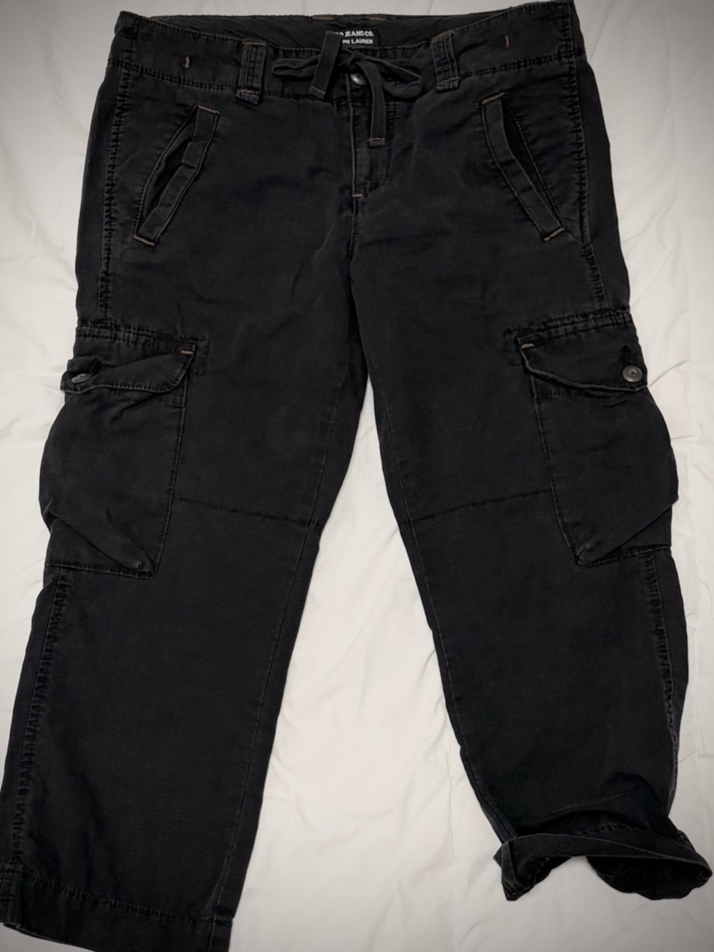 Polo Ralph Lauren Jeans Low Rise Cargo Bermuda Shorts Black Utility Women's 4 - Picture 7 of 11